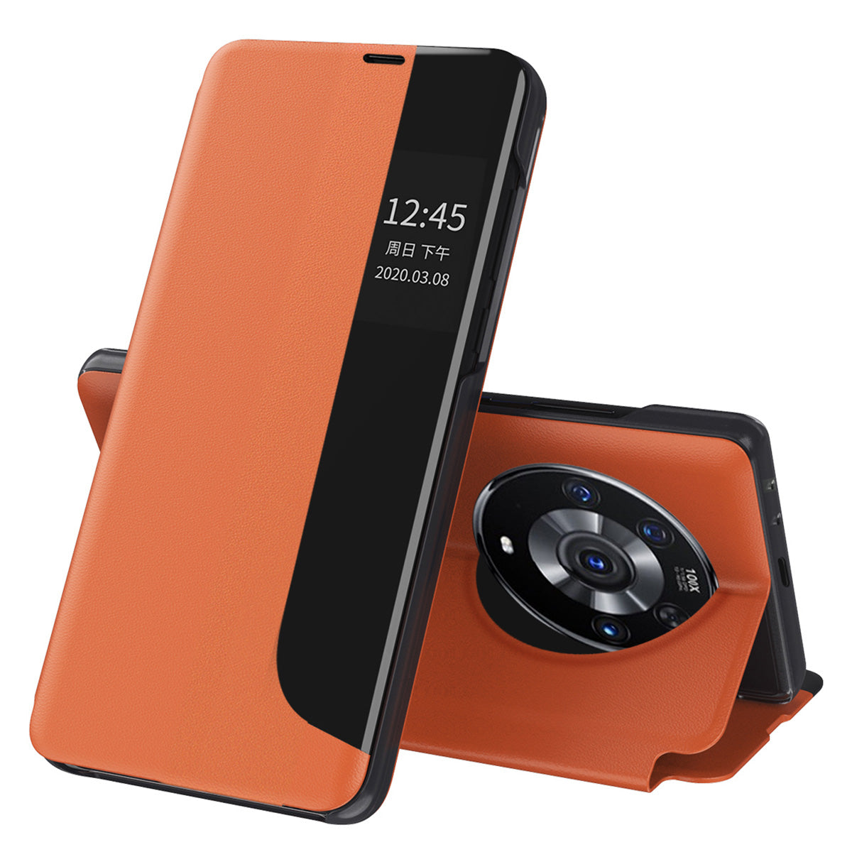 Smart View Window Stand Design PU Leather Anti-fall All-inclusive Protection Folio Flip Cover for Honor Magic3 Pro