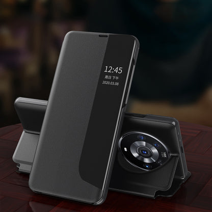 Smart View Window Stand Design PU Leather Anti-fall All-inclusive Protection Folio Flip Cover for Honor Magic3 Pro