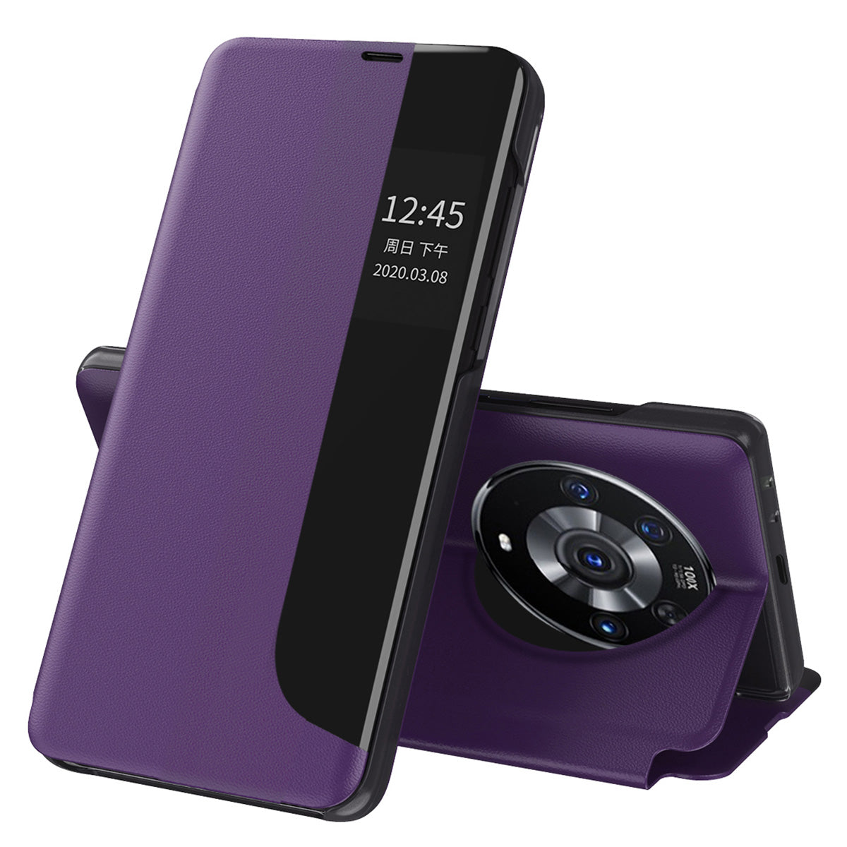 Smart View Window Stand Design PU Leather Anti-fall All-inclusive Protection Folio Flip Cover for Honor Magic3 Pro