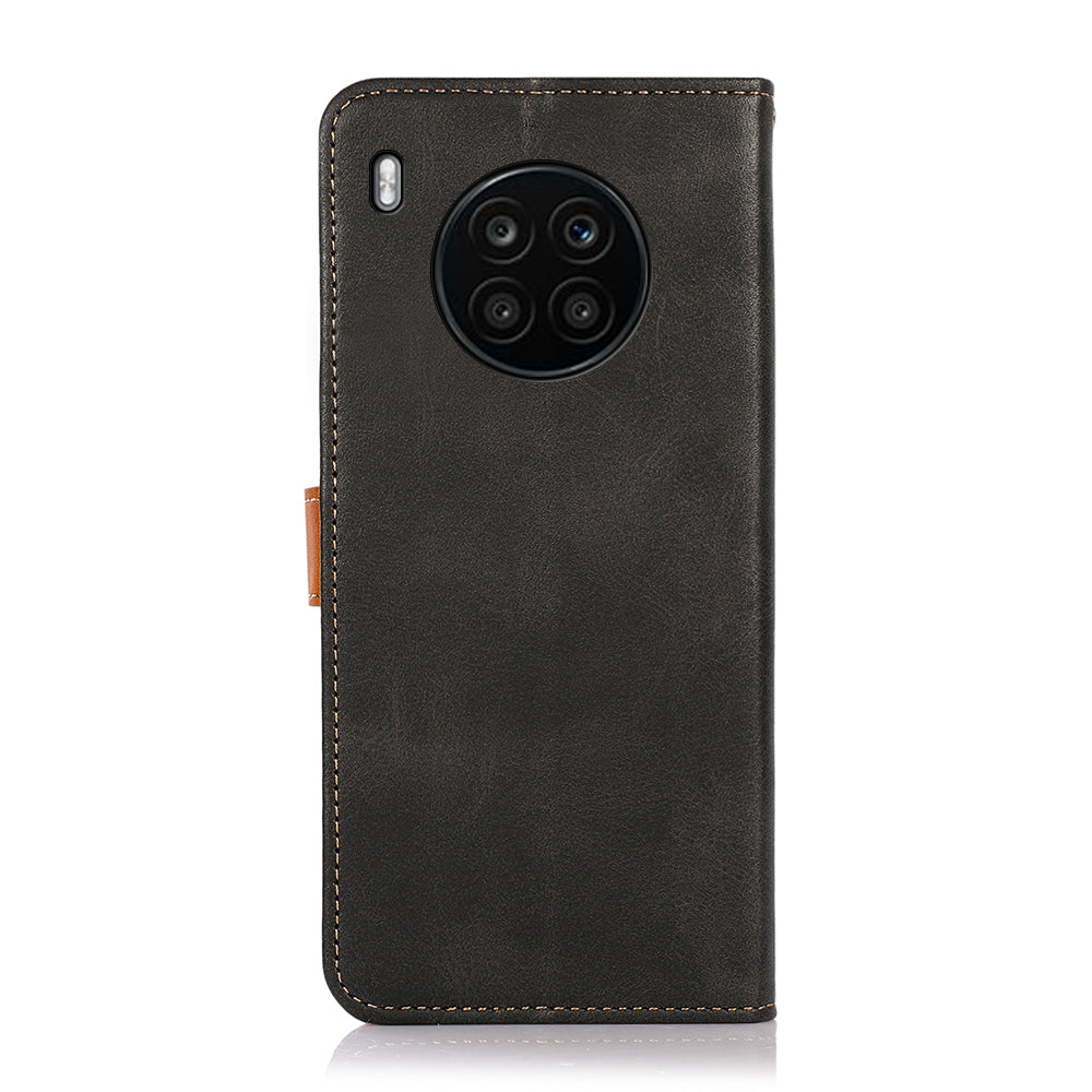 KHAZNEH All-round Protection Magnetic Golden Clasp PU Leather Phone Flip Cover Stand Wallet Shell for Honor 50 Lite/Huawei nova 8i