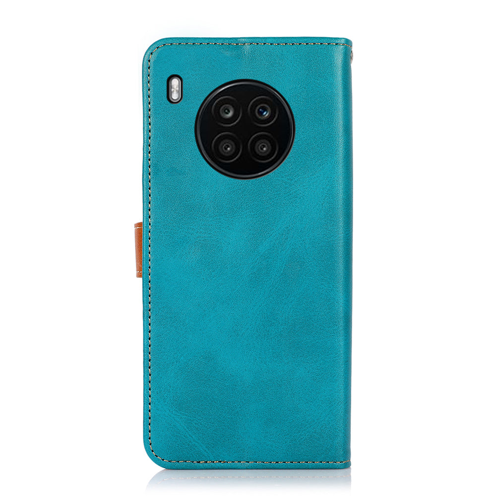 KHAZNEH All-round Protection Magnetic Golden Clasp PU Leather Phone Flip Cover Stand Wallet Shell for Honor 50 Lite/Huawei nova 8i