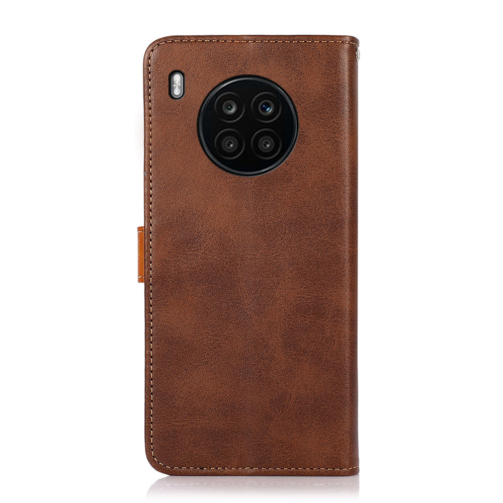 KHAZNEH All-round Protection Magnetic Golden Clasp PU Leather Phone Flip Cover Stand Wallet Shell for Honor 50 Lite/Huawei nova 8i