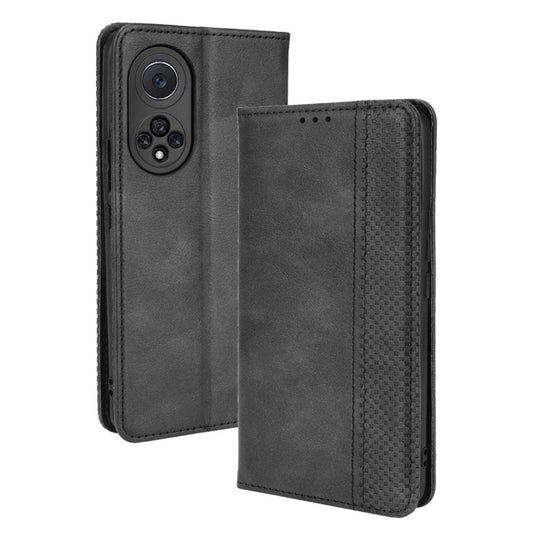 Retro Textured Surface Phone Leather Case Shockproof Wallet Stand Cover for Huawei nova 9