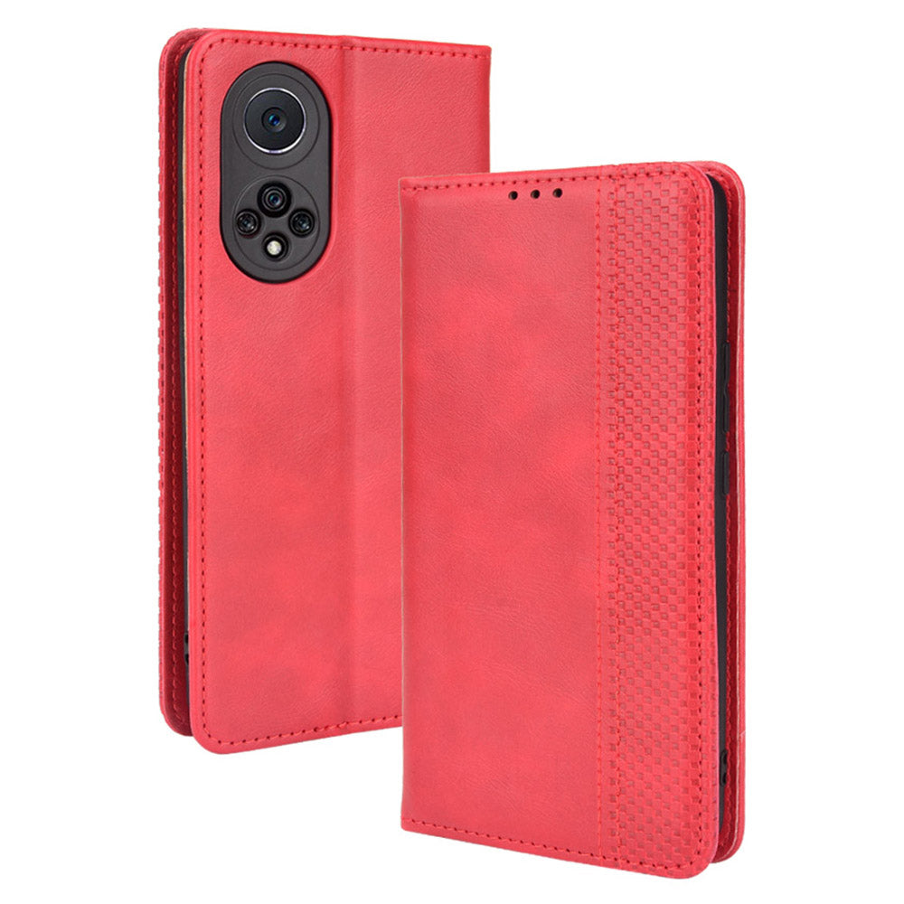 Retro Textured Surface Phone Leather Case Shockproof Wallet Stand Cover for Huawei nova 9
