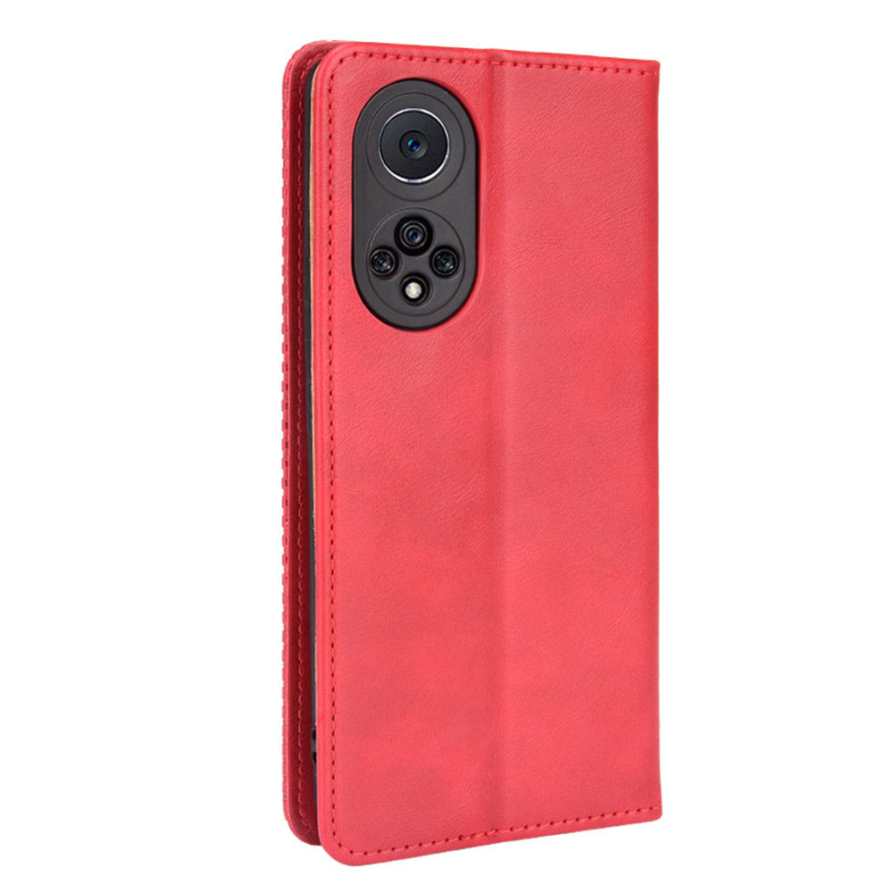 Retro Textured Surface Phone Leather Case Shockproof Wallet Stand Cover for Huawei nova 9