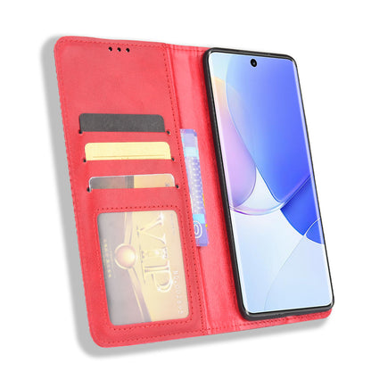 Retro Textured Surface Phone Leather Case Shockproof Wallet Stand Cover for Huawei nova 9