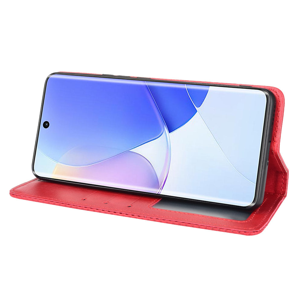 Retro Textured Surface Phone Leather Case Shockproof Wallet Stand Cover for Huawei nova 9