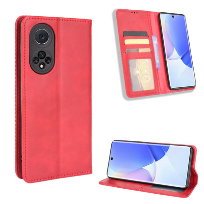 Retro Textured Surface Phone Leather Case Shockproof Wallet Stand Cover for Huawei nova 9