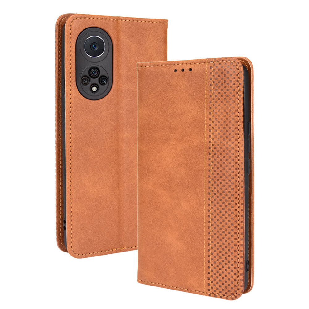 Retro Textured Surface Phone Leather Case Shockproof Wallet Stand Cover for Huawei nova 9