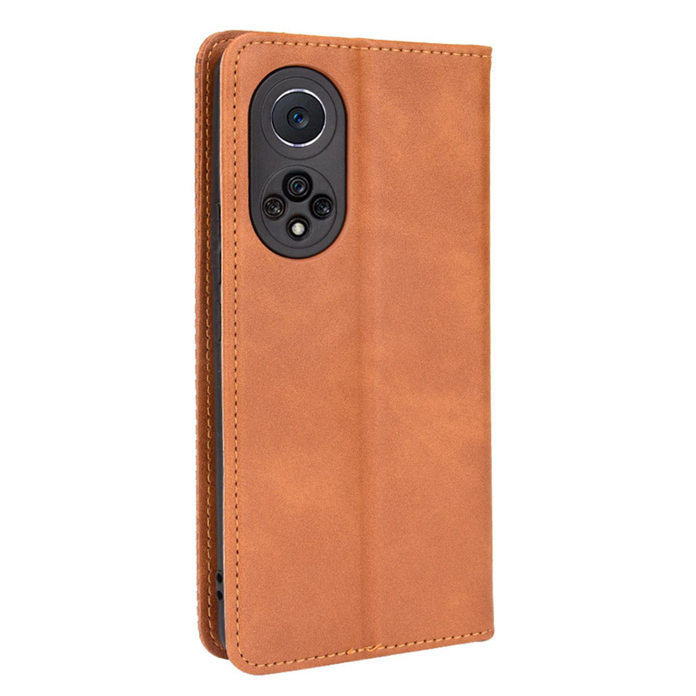 Retro Textured Surface Phone Leather Case Shockproof Wallet Stand Cover for Huawei nova 9