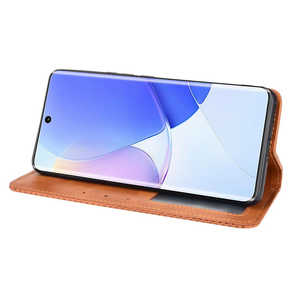 Retro Textured Surface Phone Leather Case Shockproof Wallet Stand Cover for Huawei nova 9