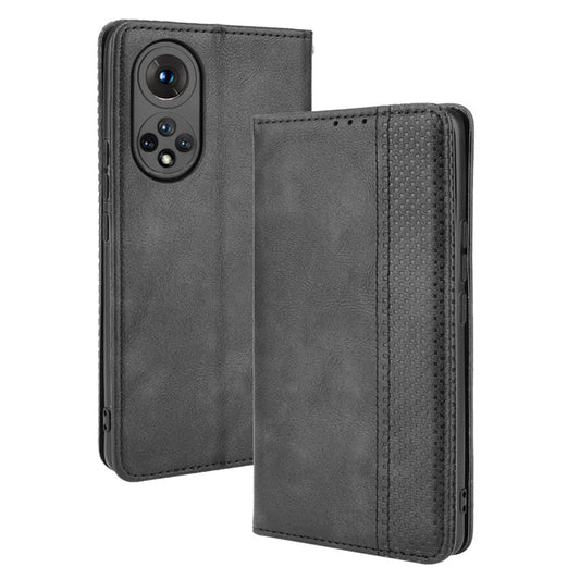Scratch Resistant Case Wallet Retro Textured Surface Anti-Drop Phone Leather Stand Cover for Honor 50