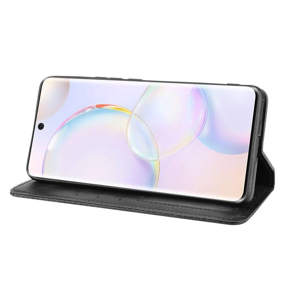 Scratch Resistant Case Wallet Retro Textured Surface Anti-Drop Phone Leather Stand Cover for Honor 50