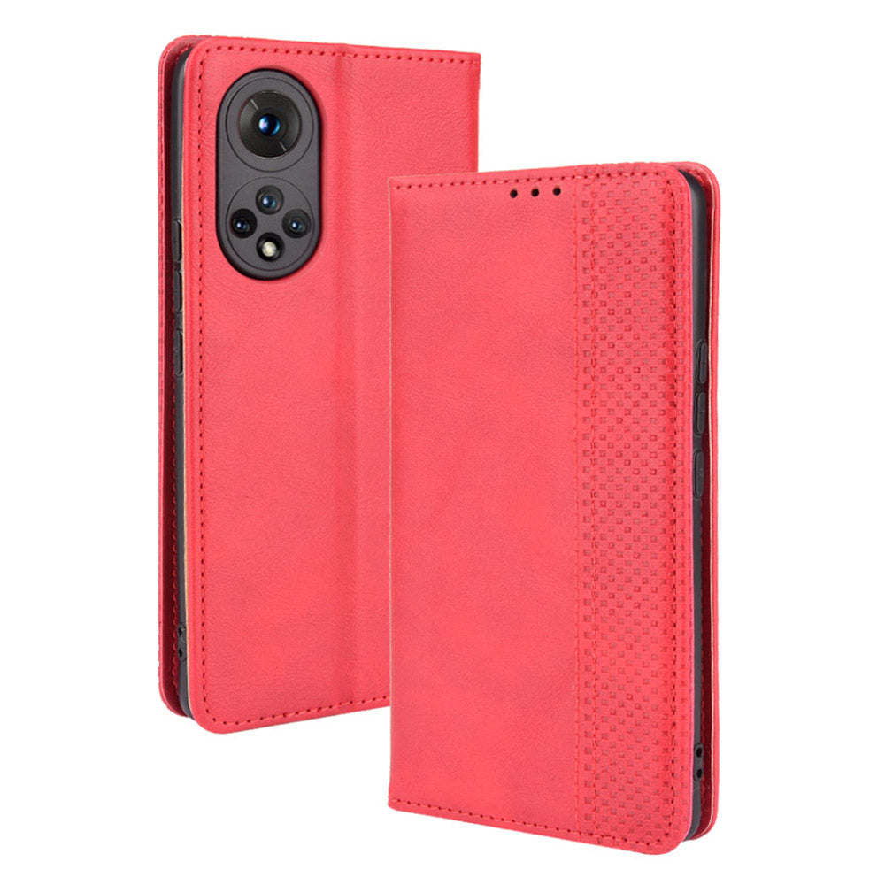Scratch Resistant Case Wallet Retro Textured Surface Anti-Drop Phone Leather Stand Cover for Honor 50