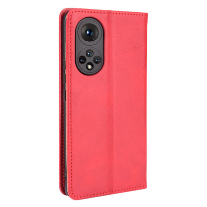 Scratch Resistant Case Wallet Retro Textured Surface Anti-Drop Phone Leather Stand Cover for Honor 50
