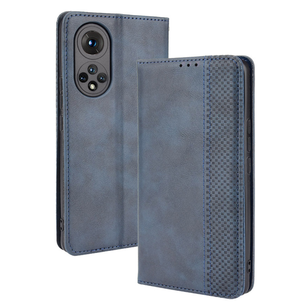 Scratch Resistant Case Wallet Retro Textured Surface Anti-Drop Phone Leather Stand Cover for Honor 50