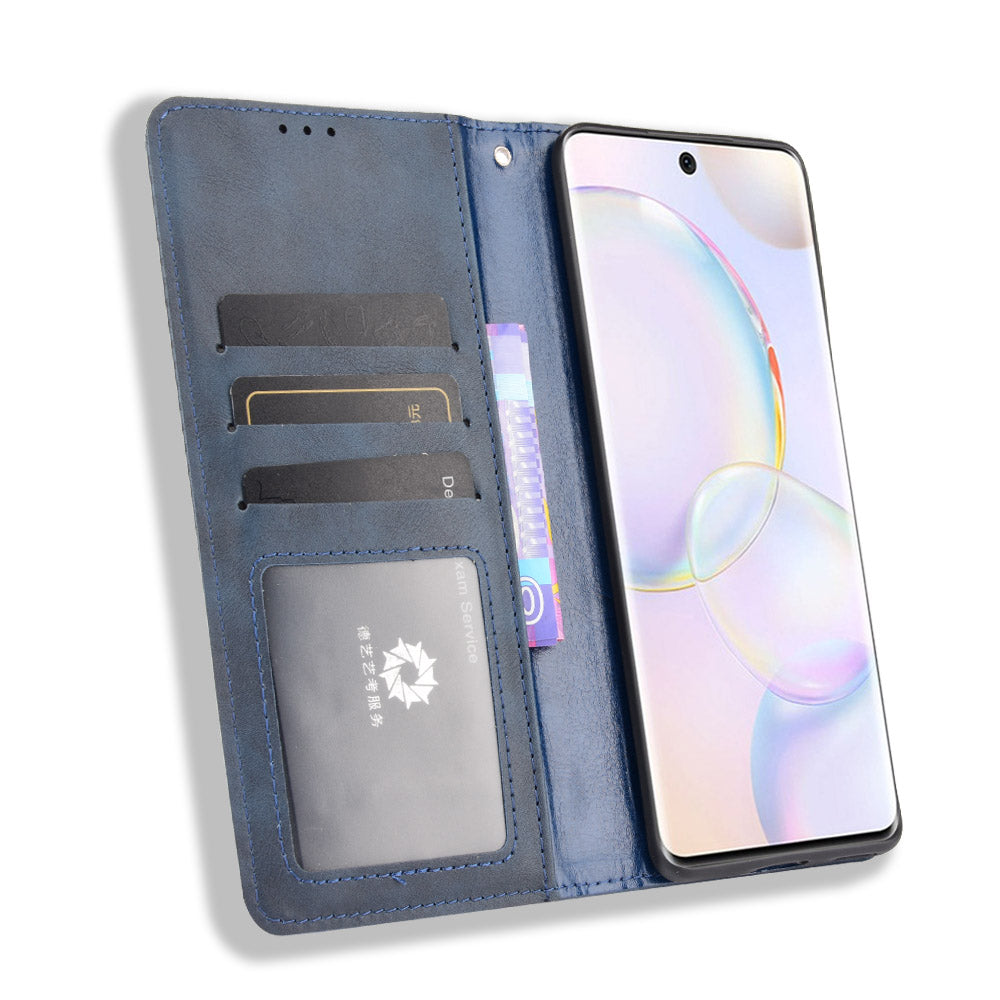 Scratch Resistant Case Wallet Retro Textured Surface Anti-Drop Phone Leather Stand Cover for Honor 50