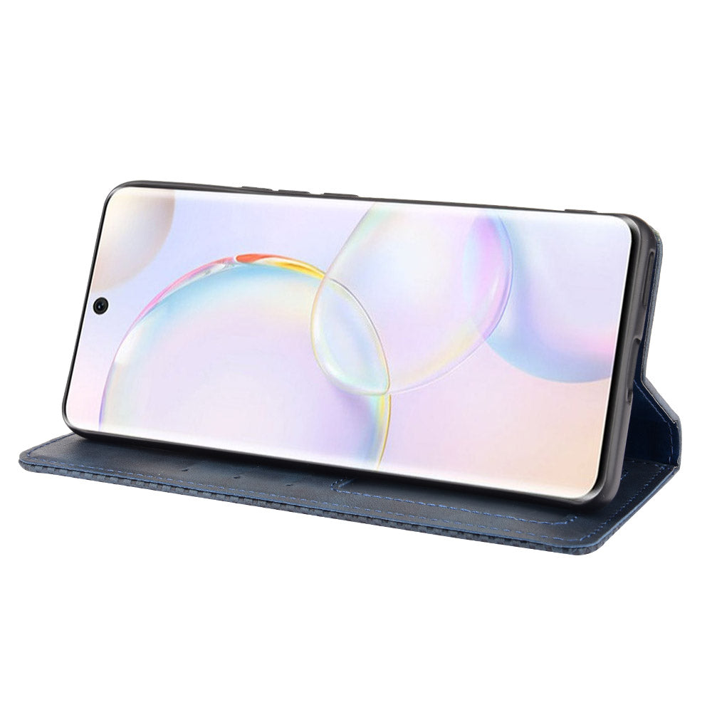 Scratch Resistant Case Wallet Retro Textured Surface Anti-Drop Phone Leather Stand Cover for Honor 50