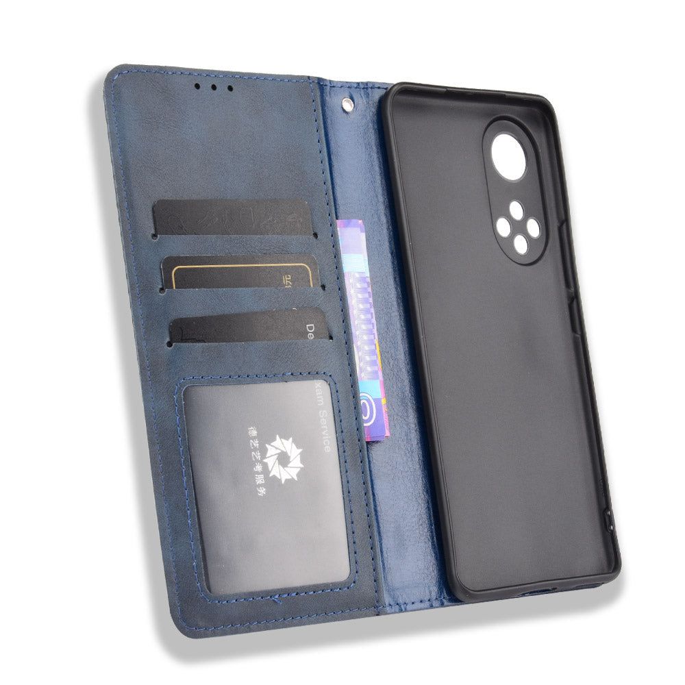 Scratch Resistant Case Wallet Retro Textured Surface Anti-Drop Phone Leather Stand Cover for Honor 50
