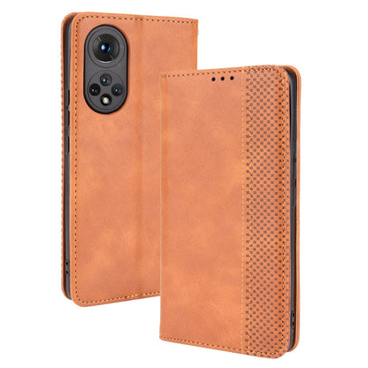 Scratch Resistant Case Wallet Retro Textured Surface Anti-Drop Phone Leather Stand Cover for Honor 50