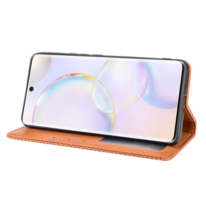 Scratch Resistant Case Wallet Retro Textured Surface Anti-Drop Phone Leather Stand Cover for Honor 50