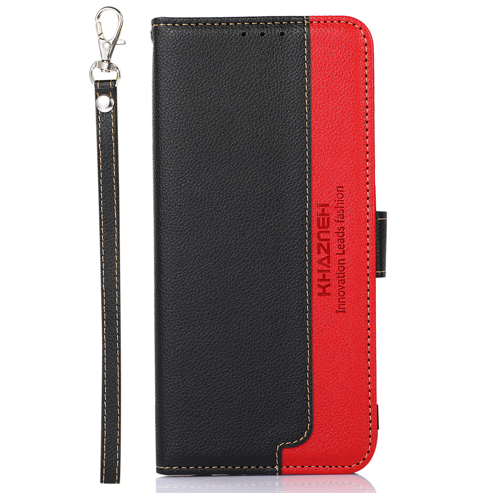 KHAZNEH RFID Blocking Anti-theft Swiping Stand Litchi Texture PU Leather Flip Folio Wallet Phone Case with Strap for Honor 50 Lite / Huawei nova 8i