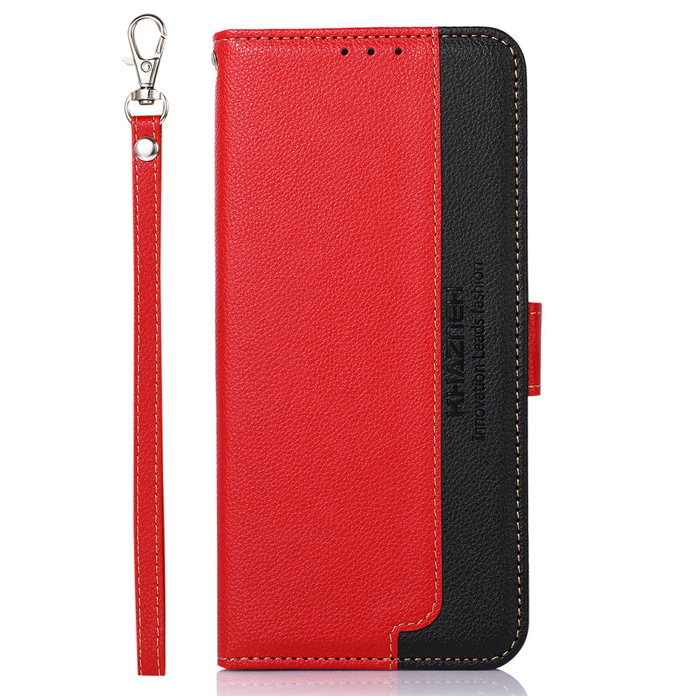 KHAZNEH RFID Blocking Anti-theft Swiping Stand Litchi Texture PU Leather Flip Folio Wallet Phone Case with Strap for Honor 50 Lite / Huawei nova 8i