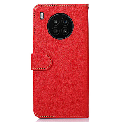 KHAZNEH RFID Blocking Anti-theft Swiping Stand Litchi Texture PU Leather Flip Folio Wallet Phone Case with Strap for Honor 50 Lite / Huawei nova 8i