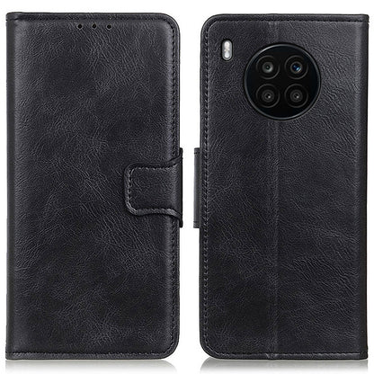 Dual-Sided Magnetic Clasp Crazy Horse Texture PU Leather Wallet Stand Phone Case Cover for Huawei nova 8i/Honor 50 Lite