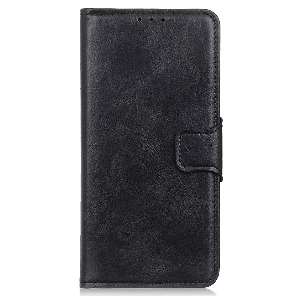 Dual-Sided Magnetic Clasp Crazy Horse Texture PU Leather Wallet Stand Phone Case Cover for Huawei nova 8i/Honor 50 Lite