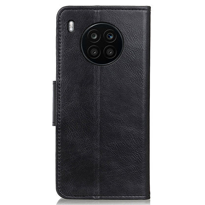 Dual-Sided Magnetic Clasp Crazy Horse Texture PU Leather Wallet Stand Phone Case Cover for Huawei nova 8i/Honor 50 Lite