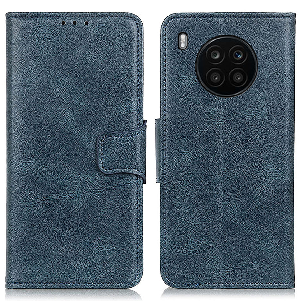 Dual-Sided Magnetic Clasp Crazy Horse Texture PU Leather Wallet Stand Phone Case Cover for Huawei nova 8i/Honor 50 Lite