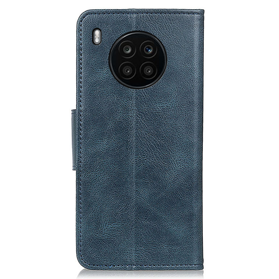 Dual-Sided Magnetic Clasp Crazy Horse Texture PU Leather Wallet Stand Phone Case Cover for Huawei nova 8i/Honor 50 Lite