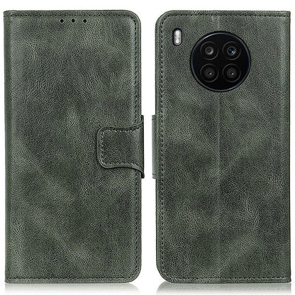 Dual-Sided Magnetic Clasp Crazy Horse Texture PU Leather Wallet Stand Phone Case Cover for Huawei nova 8i/Honor 50 Lite