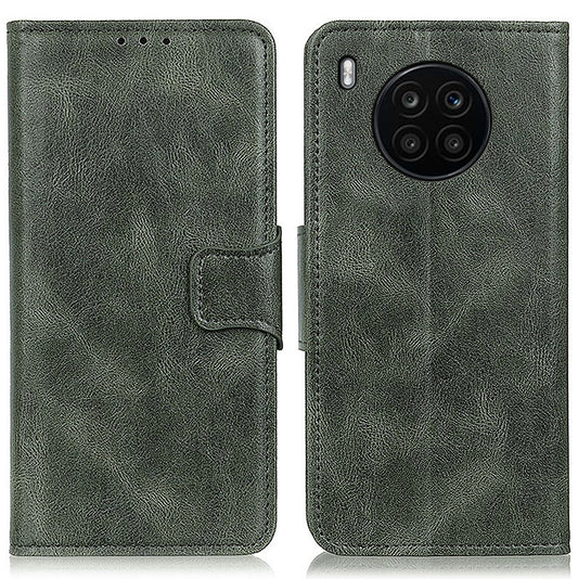 Dual-Sided Magnetic Clasp Crazy Horse Texture PU Leather Wallet Stand Phone Case Cover for Huawei nova 8i/Honor 50 Lite