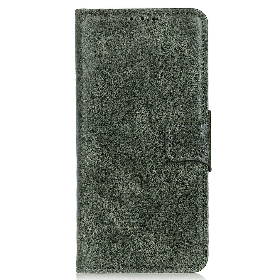 Dual-Sided Magnetic Clasp Crazy Horse Texture PU Leather Wallet Stand Phone Case Cover for Huawei nova 8i/Honor 50 Lite