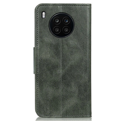 Dual-Sided Magnetic Clasp Crazy Horse Texture PU Leather Wallet Stand Phone Case Cover for Huawei nova 8i/Honor 50 Lite