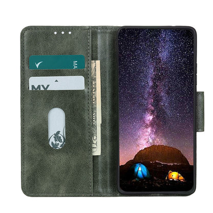 Dual-Sided Magnetic Clasp Crazy Horse Texture PU Leather Wallet Stand Phone Case Cover for Huawei nova 8i/Honor 50 Lite