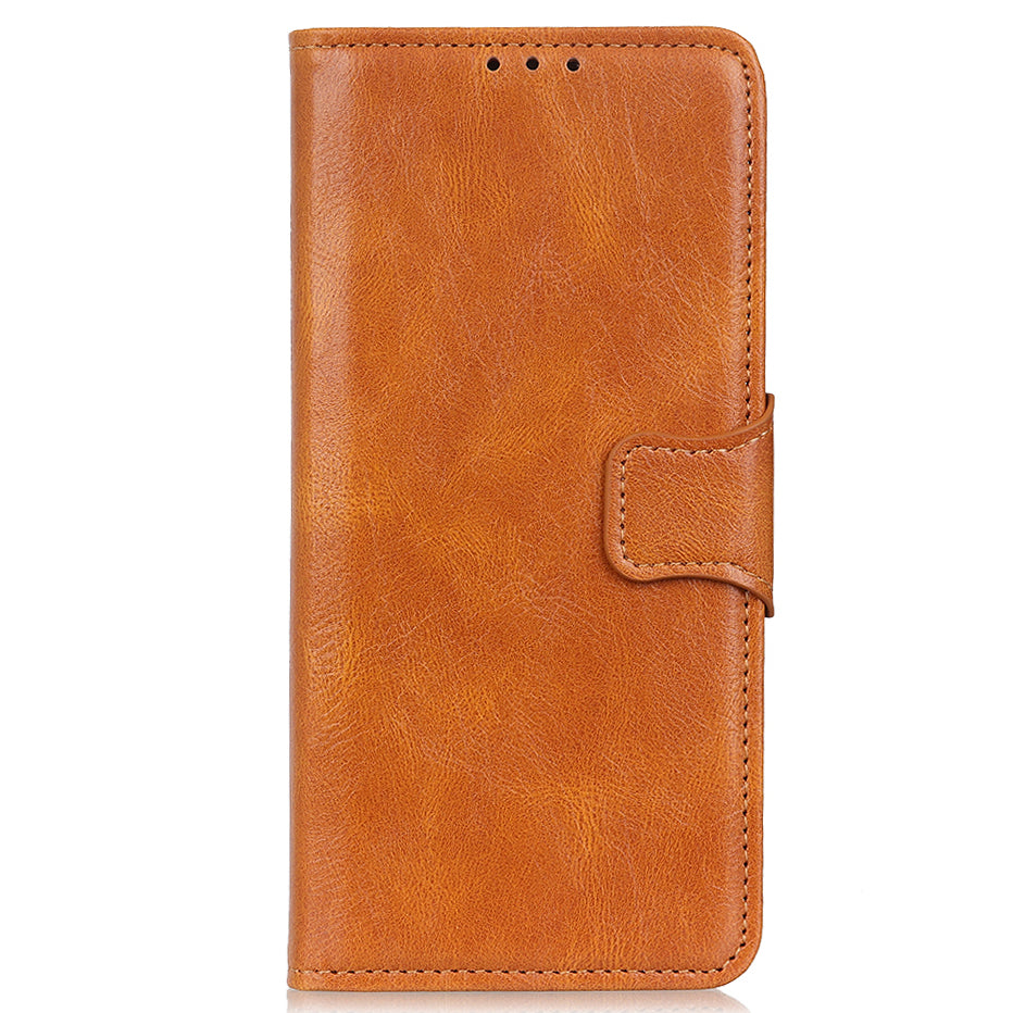 Dual-Sided Magnetic Clasp Crazy Horse Texture PU Leather Wallet Stand Phone Case Cover for Huawei nova 8i/Honor 50 Lite