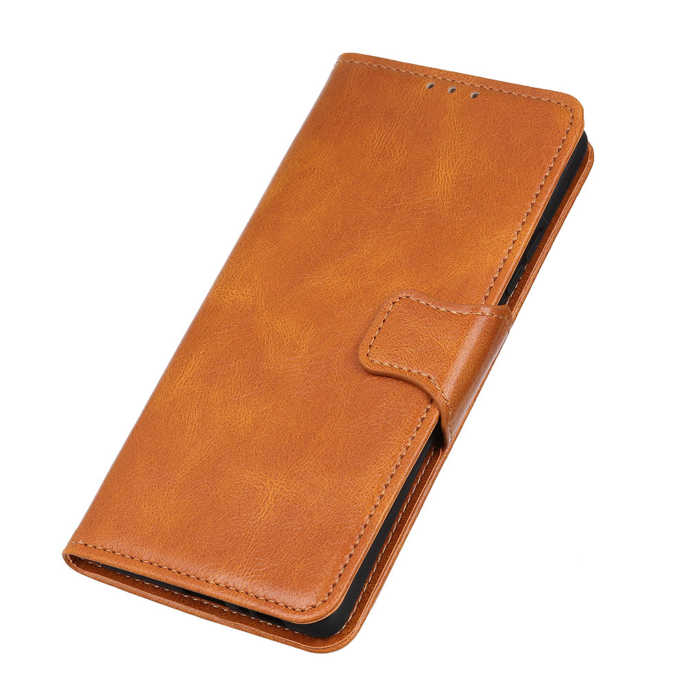 Dual-Sided Magnetic Clasp Crazy Horse Texture PU Leather Wallet Stand Phone Case Cover for Huawei nova 8i/Honor 50 Lite