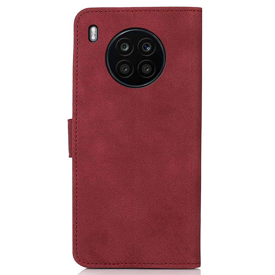 KHAZNEH Wallet Design Delicate Textured Leather Phone Cover Case with Adjustable Stand for Huawei nova 8i/Honor 50 Lite
