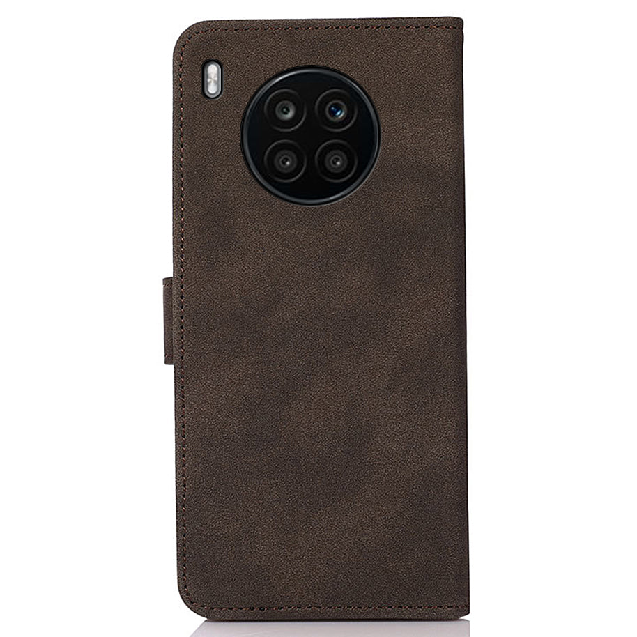 KHAZNEH Wallet Design Delicate Textured Leather Phone Cover Case with Adjustable Stand for Huawei nova 8i/Honor 50 Lite