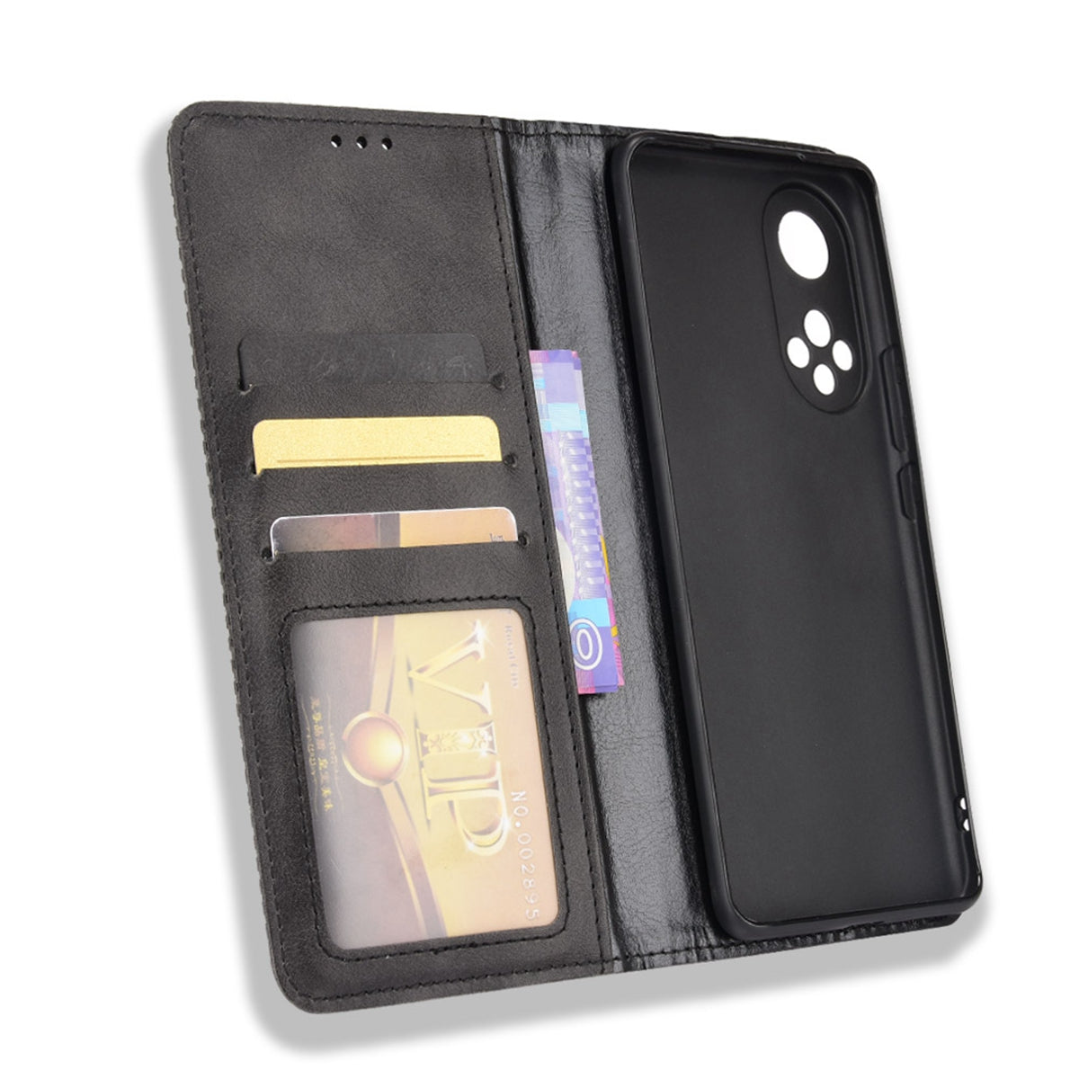 Anti-dust Retro Textured Surface Phone Leather Case Wallet Stand Protective Cover for Huawei nova 9 Pro / Honor 50 Pro