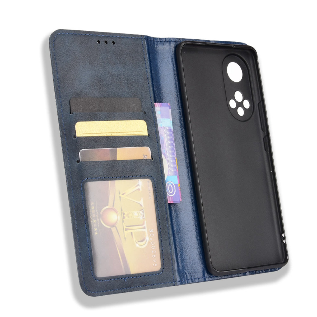 Anti-dust Retro Textured Surface Phone Leather Case Wallet Stand Protective Cover for Huawei nova 9 Pro / Honor 50 Pro