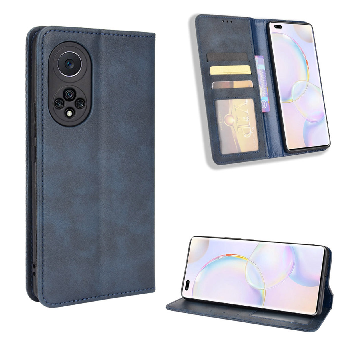Anti-dust Retro Textured Surface Phone Leather Case Wallet Stand Protective Cover for Huawei nova 9 Pro / Honor 50 Pro