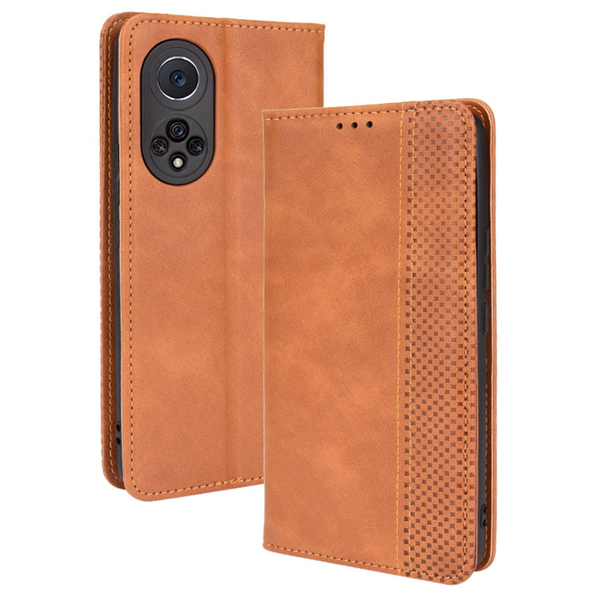 Anti-dust Retro Textured Surface Phone Leather Case Wallet Stand Protective Cover for Huawei nova 9 Pro / Honor 50 Pro