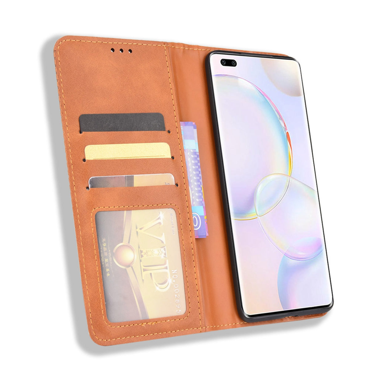 Anti-dust Retro Textured Surface Phone Leather Case Wallet Stand Protective Cover for Huawei nova 9 Pro / Honor 50 Pro