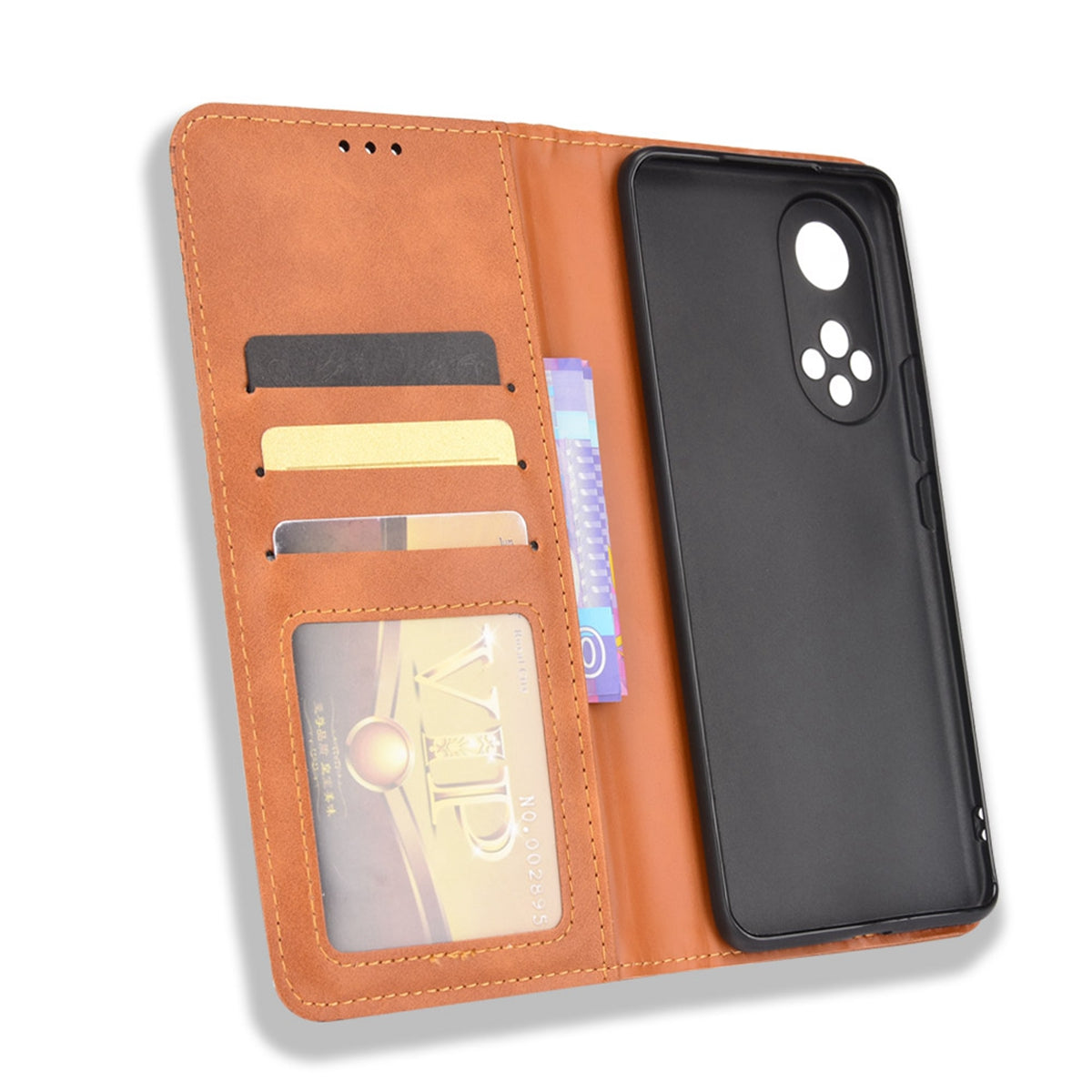 Anti-dust Retro Textured Surface Phone Leather Case Wallet Stand Protective Cover for Huawei nova 9 Pro / Honor 50 Pro