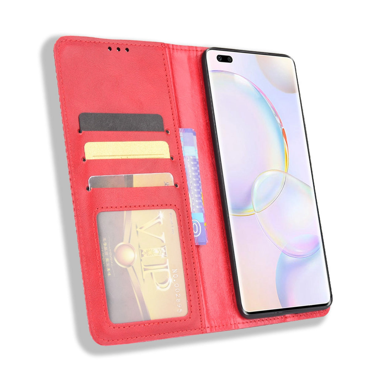 Anti-dust Retro Textured Surface Phone Leather Case Wallet Stand Protective Cover for Huawei nova 9 Pro / Honor 50 Pro