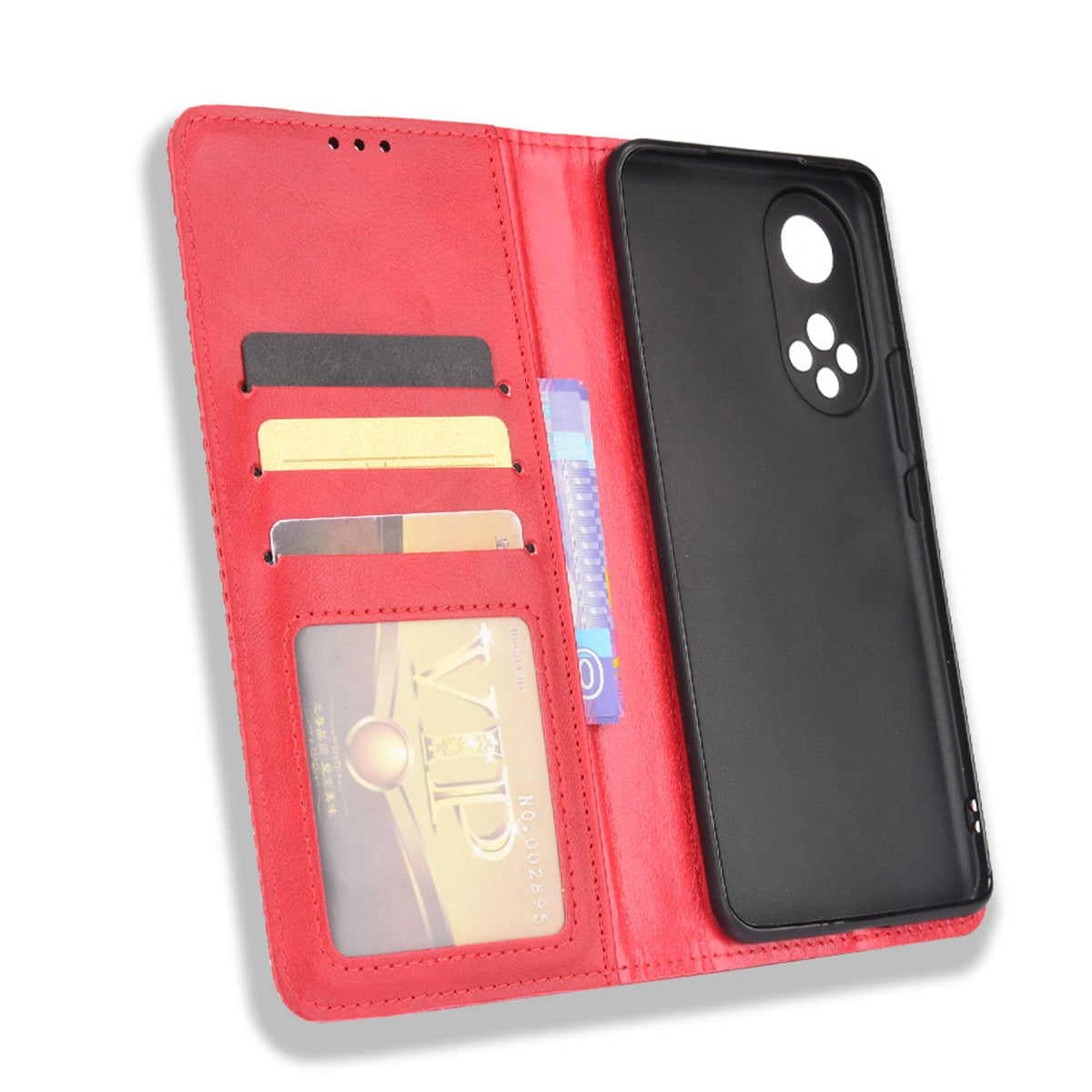 Anti-dust Retro Textured Surface Phone Leather Case Wallet Stand Protective Cover for Huawei nova 9 Pro / Honor 50 Pro